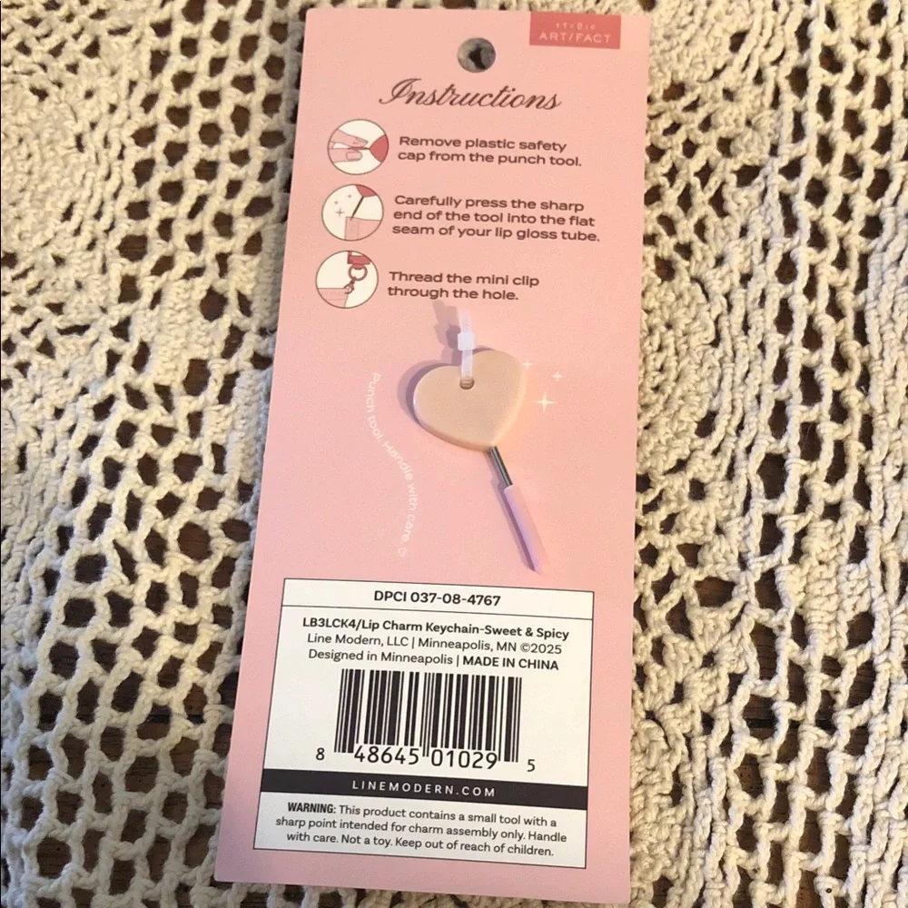 Lip Charm Keychain Accessory in Pink - Cute Lip Balm & Heart Charms